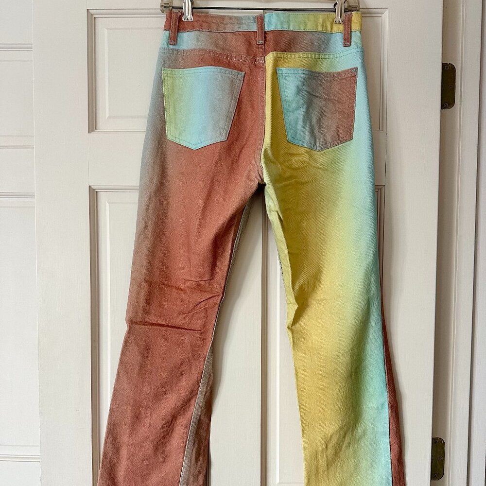 Rainbow ombré pastel Zara flare jeans